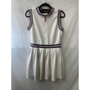 Women's Hunter Front Zip Pleated Tennis Dress  Size M Color White  MSRP $189